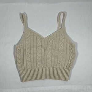 American Eagle Outfitters Beige Cable Knit Crop Top
